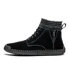 Véritable cuir hommes bottes fourrure à l'intérieur des bottes de neige Hgih haut à lacets hommes coton chaussures rétro solide mâle décontracté chaussures cheville1