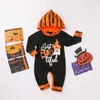 Halloween Baby Clothes Pumpkin Letter Girls Romper Hat 2pcs Set Long Sleeve Infant Boy Jumpsuits Boutique Baby Clothing 8 Designs DW5964