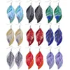 Earrings for Women Boho Fashion Jewelry Double Layer Feather Printed Dangle Leather Earring Wedding Hoop Earrings Jewelry