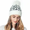 Leopard Pom Pom Beanies Women Winter Warm Knitted Hat Bonnet Pom Beanie Fashion Knit Caps Wool Hats 9 Colors HHA1504