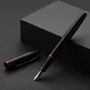 Picasso Pimio Black Metal Fountain Pen Titanium Black F / Bent Nib 0.5 / 1.0mm Caixa de Presente Barril Matte Barrel Conjunto Set Y200709