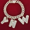 Aangepaste Naam Baguette Letters Met 10MM Cubaanse Ketting Enkelbandje Voor Vrouwen Goud Kleur Zirkoon Hip Hop Rock Sieraden Vervangbaar5026339