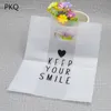 Gift Wrap 100pcs/lot Translucent Frosted Plastic Bag With Handles Keep Your Smile Small Packaging Bags 24*30 Cm Wholesale ! 6/27