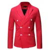 Mens Double Breasted Blazers Coat Fashion Trend Long Sleeve Lapel Neck Outerwear Designer Male Casual Solid Colors Slim Suits