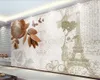 Amerikansk Vintage 3D Wallpaper European Retro Eiffeltornet Blomma TV Bakgrund Vägg HD Superior Inredning Dekorationer Bakgrund
