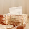 European Crystal Tissue Box Simple Home Living Room Coffee Table Drawers Desktop Napkin Storage Box Creative Car Tissue Box Y20032239j