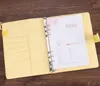A6 PU Lederen Notebook Binder Bundel 6 Ring Binder Solid Color Planner Office School Supplies A11