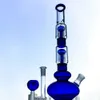 Ship By Sea Double 4 Arms Tree Perc Hookahs Glass Beaker Bongs Green Blue Oil Dab Rigs With Diffused Downstem Water Pipes