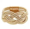 New Arrival! Fashion Wide Women Weave Chain Wristband Silver Leather Bracelet for Women Classic Bracelets Bangle Jewelry