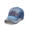 Berretto da baseball Trump Cappello USA 2020 Presidente Elezioni Cowboy Diamond Cap Snapback regolabile Cappello unisex in denim con bandiera americana LJJP392