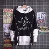 Japansk brevtryck rolig kattvåg tryckt fleece hoodies vinter japan stil hip hop casual tröjor streetwear males2401375