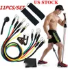 US Stock Snabb 11st Set Övningar Motståndsband Latexrör Pedal Body Hem Gym Fitness Training Workout Yoga Elastic Pull Rope Utrustning