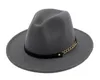 5pcs Fashion TOP hats for men women Elegant fashion Solid felt Fedora Hat Band Wide Flat Brim Jazz Hats Stylish Trilby Panama Ca2774546