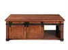 US STOCK Garden New STYLE Coffee table With Storage Shelf and Cabinets Sliding Doors Living Room WF191334AAD