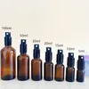 5ml/10ml/15ml/ 20ml/30ml/50ml/100ml Refillable Bottle Press Pump Glass Spray Bottles Oils Liquid Container