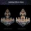 Luxuriöser Kronleuchter, große bronzefarbene Kristall-Glanz-Leuchte, 3 Etagen, 29 Arme, moderne goldene Hängelampe, Innenbeleuchtung, schneller Versand
