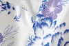 Azul e Branca Flor Porcelana Imprimir Mulheres A-Line vestido sem mangas e com Vestidos Belt