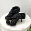 Sandals Cross Strap Braided Women High Heels Spaure Toe Hand Woven Gladiator Sandalias Summer Party Dress Runway Shoes Female