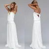 New Unique Beach Wedding Dresses Cheap Dropped Waist Bohemian Strapless Backless Boho Bridal Gowns Lace Ribbon Custom Made