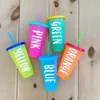 Plastic Temperature Change Color Tumbler Reusable Water Bottles With Straws Magic Colorful Colors Changing Juice Coffee Cup Mug