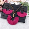 Tassel Earrings Necklace Set Handmade Multicolor Bohemian Women Ethnic Circle Jewelry Set GD503