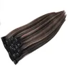 100% echte Remy Human Hair Clip in Hair Extensions Balayage Markeer huid Inslag rechte clips Ins Extension120G