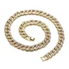 Miami Curb Cuban Chain Naszyjnik 16mm Gold Color Icedout Beton Dżetów CZ Bling Rapper Naszyjniki Mężczyźni Hip Hop Biżuteria