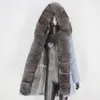 Damesbont Faux Bluessfair 2021 Waterdichte Winterjas Dames Lange Parka Real Liner Coat Natural Raccoon Collar Warm Uitloper