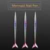 3 unids / set mermaid uñas arte pluma gel cepillo extensión cepillo cepillo de arte consejos pintura dibujo manicura pluma conjunto belleza herramientas uñas arte cepillo