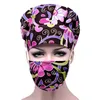 Ensemble de casquettes de gommage pour femmes, bandeau en coton imprimé de dessin animé de fleurs, casquette bouffante, Anti-poussière, lavable, chapeaux de travail, accessoires 1261d