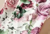 Flower Print Women Sheath Dress O-Neck Cap-Sleeve Dresses