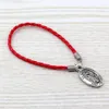 20-stcs Europese en Amerikaanse mode Rode lederen armband Antieke zilveren legering "St Jude Thaddeus" Charms Bracelet B-65