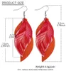 Earrings for Women Boho Fashion Jewelry Double Layer Feather Printed Dangle Leather Earring Wedding Hoop Earrings Jewelry