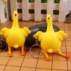 Ny rolig förfalskning av knepiga prylar Gröna dinosauriebönor Toy Chicken Egg Hens Crowded Stress Ball Keychain Keyring Relief Gift