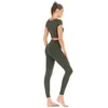 Sans couture femmes Yoga ensemble à manches courtes haut taille haute Sport Leggings Gym vêtements Sport costume court Gym costume Fitness ensembles pour les femmes