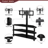 EU Stock Preto Multi-função de TV Stand altura ajustável Suporte Giratório 3-Tier Home Living Room Móveis W24105047