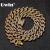 UWIN Drop Shipping Fashion Mode Coled Cuban Link Chenains Ожерелья 15 мм Мэтул-Цветные Синие / Черные Стразы Hiphop Ювелирные Изделия Mens T200824