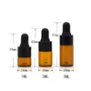 1 ml / 2 ml / 3 ml 100 stks / partij lege amber clear druppelaar fles etherische olie fles mini glas essentiële olie flacon glazen fles LX2951