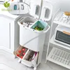 Kuchenne śmieci mogą sortować kosz na śmieci Domowe gospodarstwo domowe suche i mokre odpady separacji kosza klasyfikacja Pedal Bin z kołem Y221B