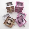 Lege vierkante lash verpakking roze dollars doos glitter holografische doos voor 25mm lange dramatische nertsen wimpers