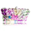 New Hand Stitch Diamond Floral Evening Bag Tower Clasp Crystal Flower Wedding Party Bag Messenger med kedja