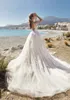 Sexy V-Neck Lace Appliques Mermaid Wedding Dresses With Detachable Train Garden Two Pieces Bridal Gowns Backless 2020 Formal