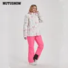 Chaquetas de esquí 2021 traje de esquí para mujeres adultas invierno impermeable transpirable cálido Snowboard chaqueta baberos pantalones resistentes al viento al aire libre