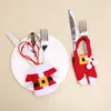 Kerstdecoratie Santa Claus Suit Knives Forks Forks Sare tas Holder Case Home Christmas Party Decorations Will and Sandy Cadeau