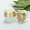 Frostat glasburk krämflaskor runt kosmetiska burkar Hand Face Cream Bottle 20g-30g-50g burkar med guld / Silver / Vit Acrylic Cap PP Liner LX29