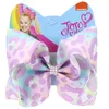 Leopar JOJO Siwa Saç Klipler 2020 Kız 8inch Bow Tokalarım İnci Şerit Bow Tokalar jojo siwa Çocuklar Klip HHA1556