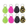 Neoprene Quarter Holder Keychain Diving Material for Party Favor 27 Designs Unicorn Pattern Floral Print with Metal Ring