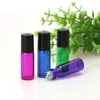 Wholesale CHEAP 500PCS 5ml 1/6oz Thick Colorful Glass Roller On Essential Oil Empty Perfume Bottle with Glass Stainless Steel Roller Ball LX