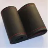 Verklig kohud läder rattskydd med nålar tråd DIY svart handsöming äkta läder wrap shippin zlrs8964401
