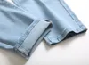 Men's Jeans Rose Embroidered For Men Designer Fashion Skinny Pencil Pants Holes Blue Denim Spring Autumn